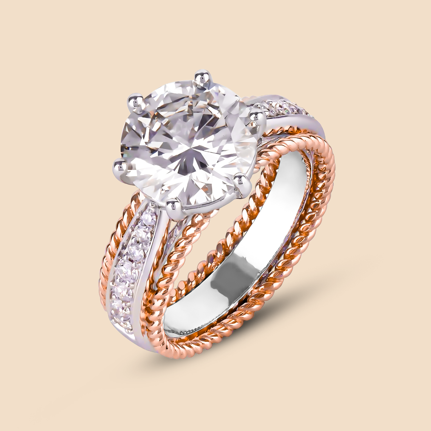 Diamond Ring 14KT White And Rose Gold